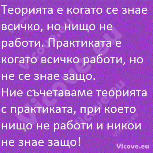 Теорията е когато се знае всичко